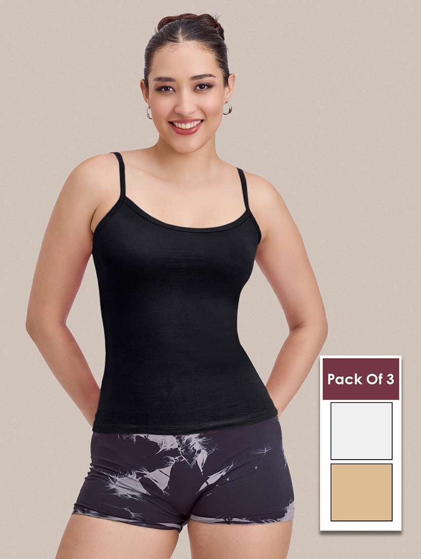 women pack of 3 solid sleeveless camisole