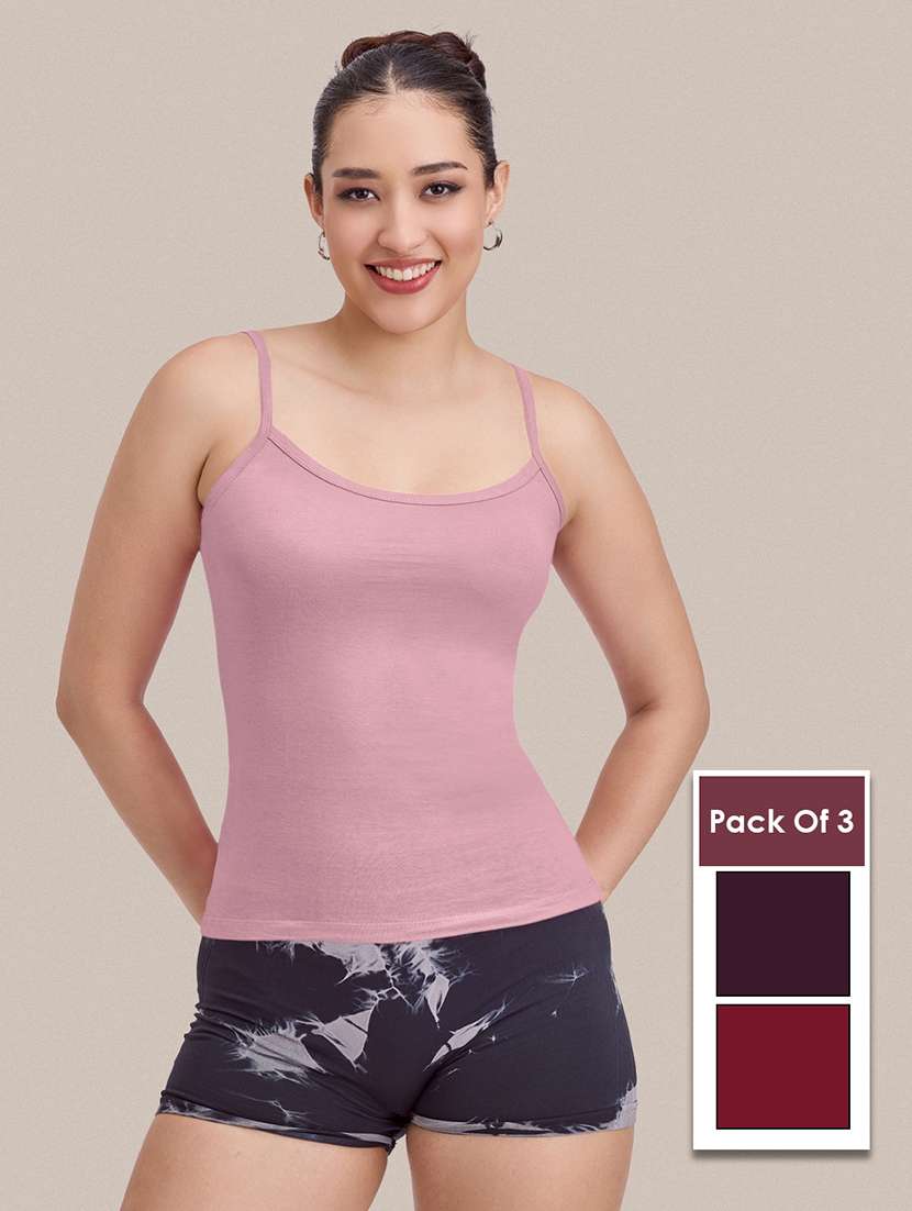 women pack of 3 solid sleeveless camisole