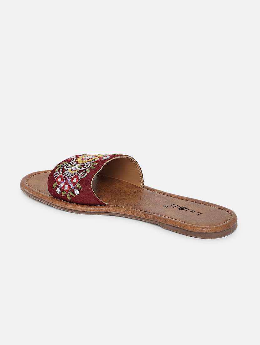 women embroidered slip on flat sandals - 22239334 -  Standard Image - 3