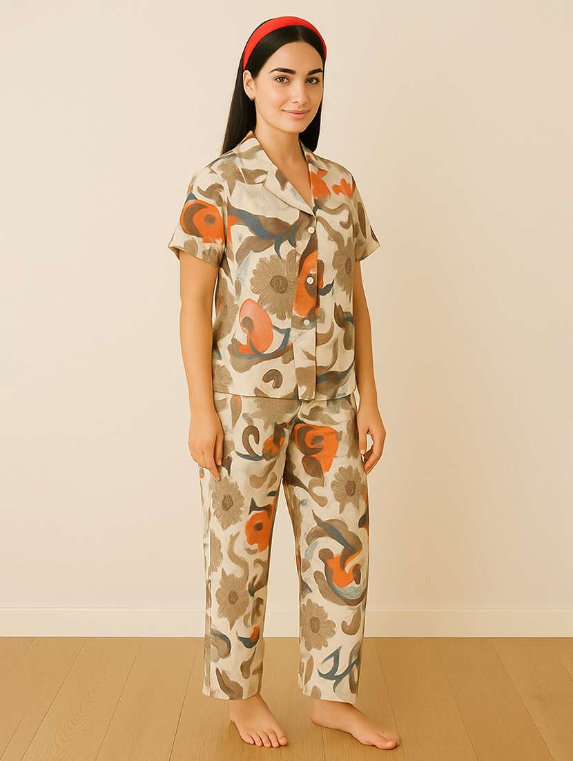 women printed nightwear pyjama set - 22239339 -  Standard Image - 3