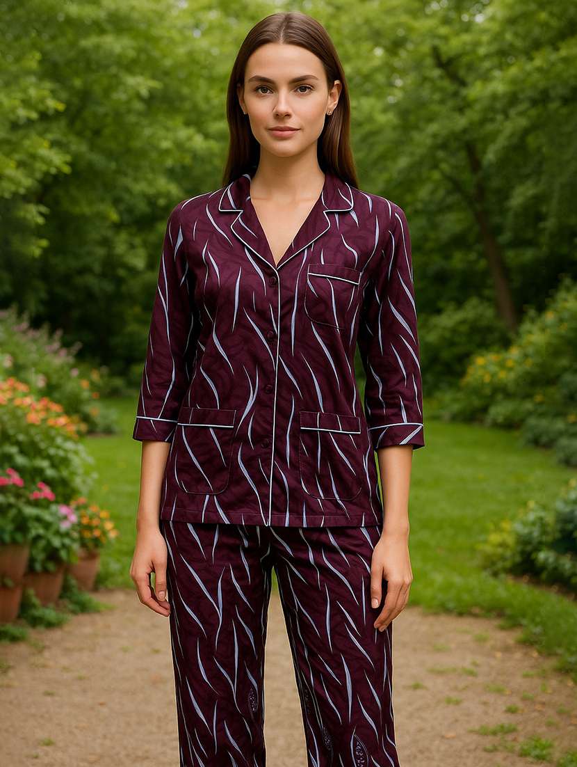 women printed nightwear pyjama set - 22239345 -  Standard Image - 3