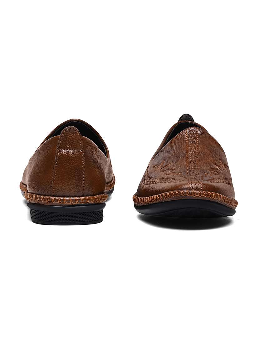 men tan slip on mojari - 22239351 -  Standard Image - 3