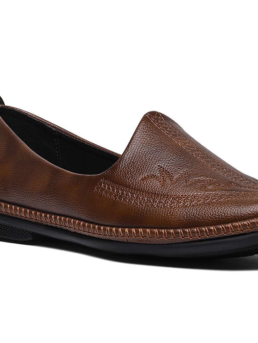 men tan slip on mojari - 22239351 -  Standard Image - 5