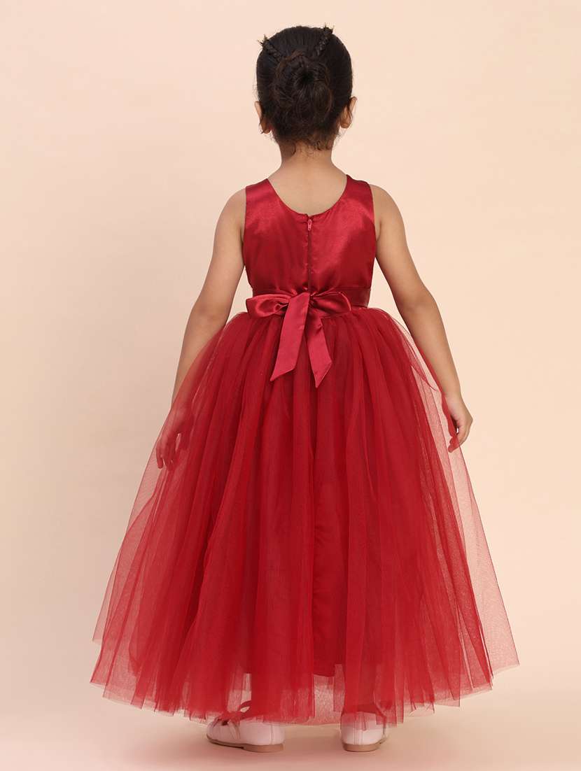 girls solid sleeveless fit and flared maxi dress - 22239528 -  Standard Image - 3