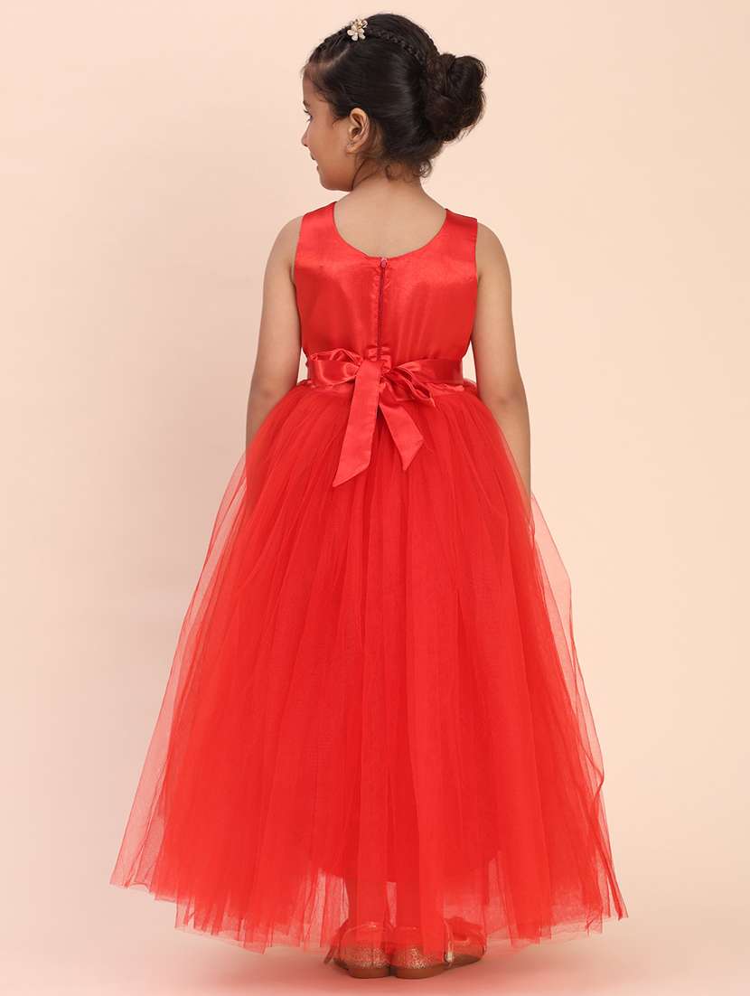 girls solid sleeveless fit and flared maxi dress - 22239529 -  Standard Image - 3