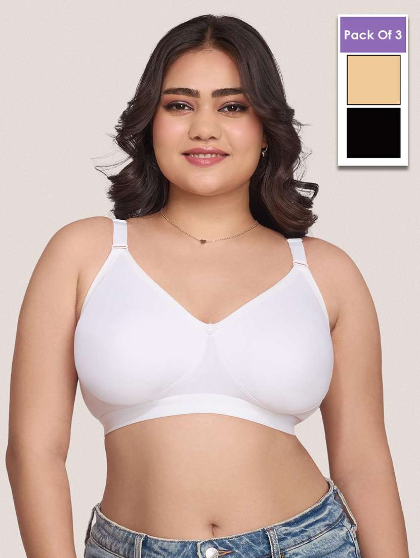 women pack of 3 solid full coverage minimizer bra