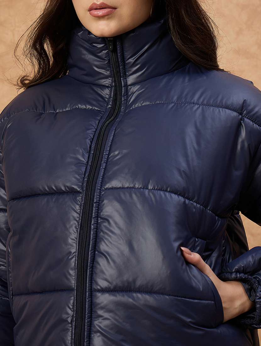 women solid long sleeve puffer jacket - 22239628 -  Standard Image - 3
