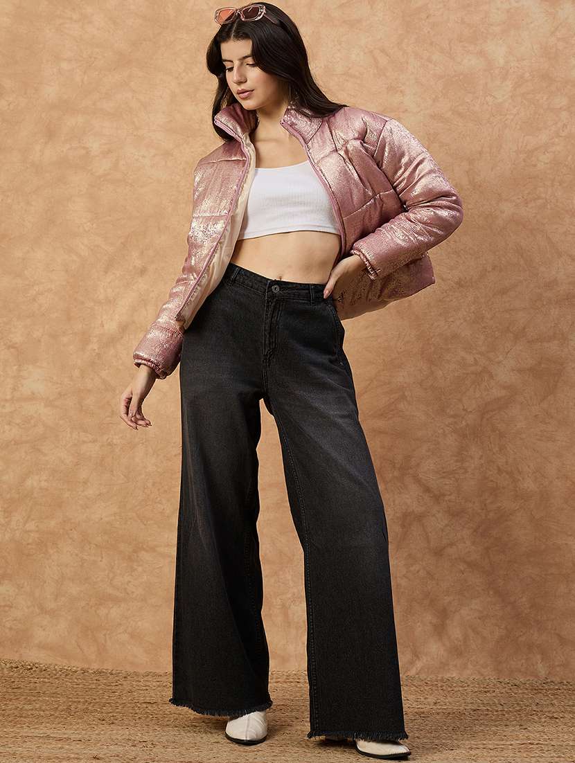 women solid long sleeve puffer jacket - 22239630 -  Standard Image - 3