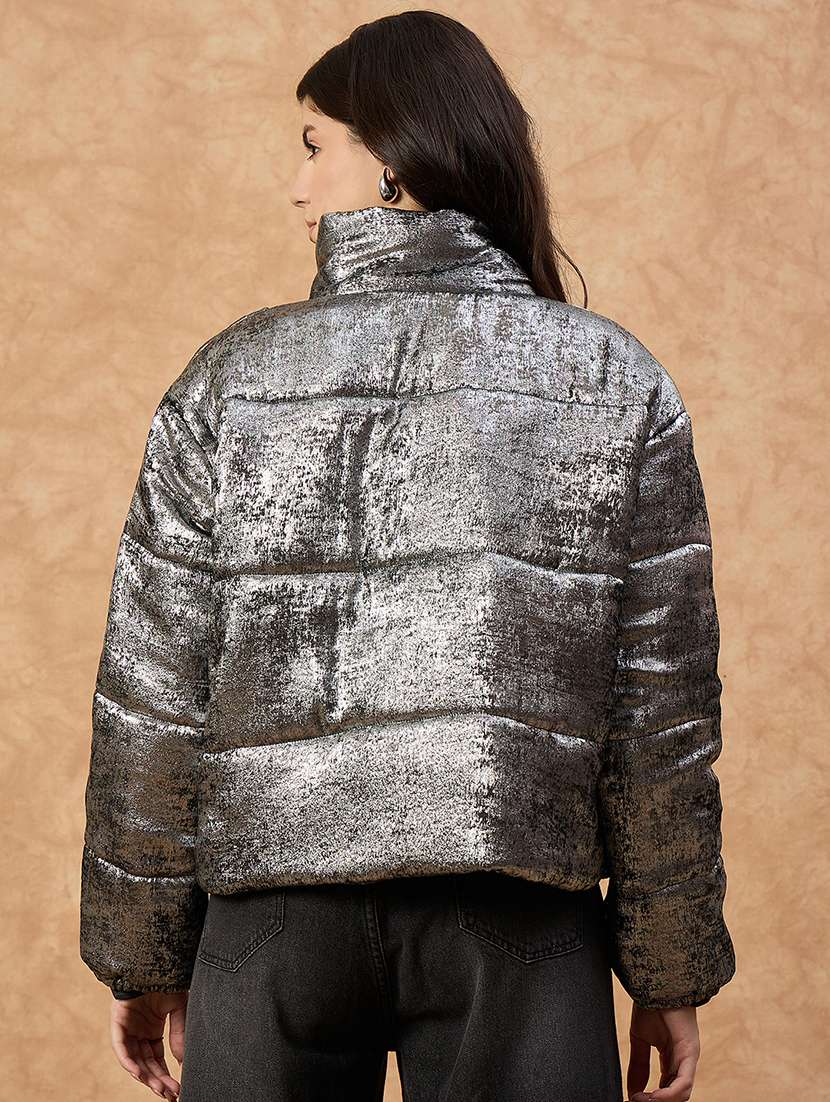 women solid long sleeve puffer jacket - 22239631 -  Standard Image - 3