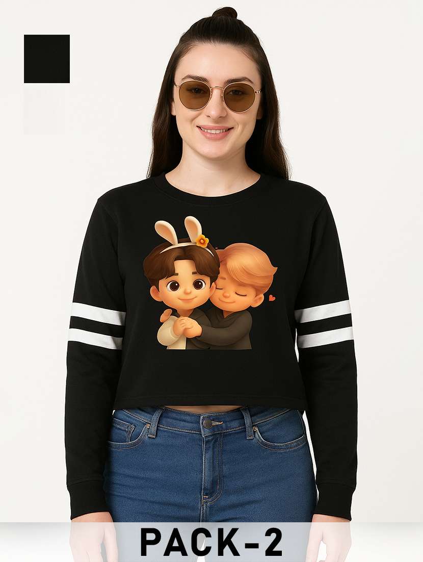 women pack of 2 printed long sleeve sweatshirt