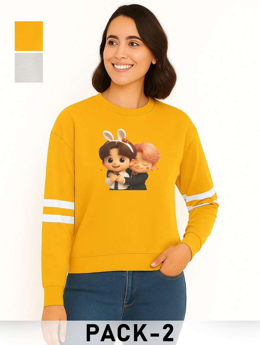 women pack of 2 printed long sleeve sweatshirt