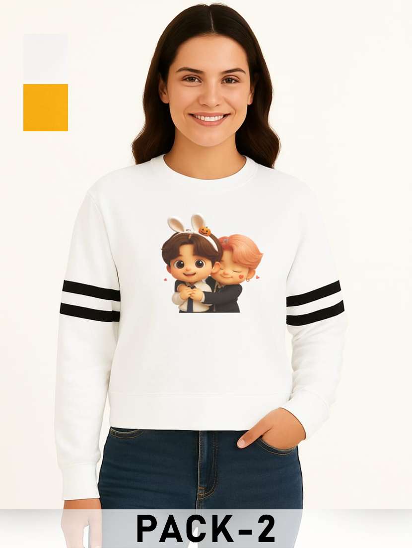 women pack of 2 printed long sleeve sweatshirt