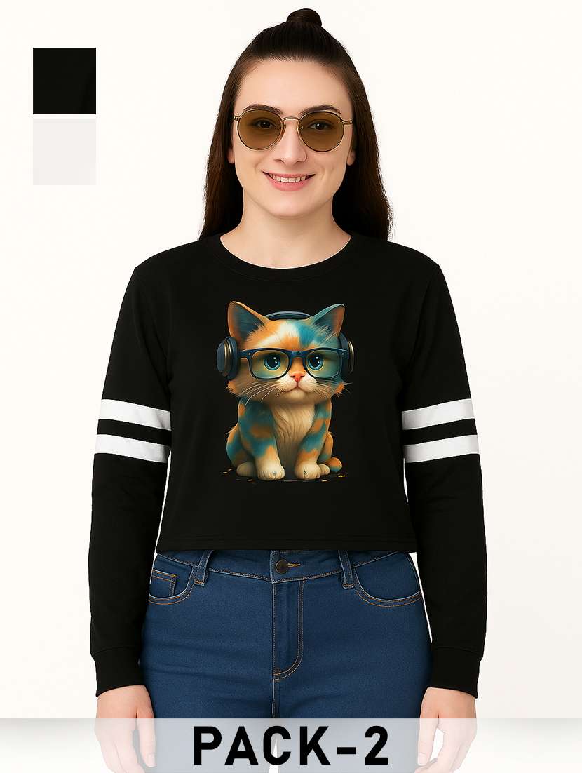 women pack of 2 printed long sleeve sweatshirt