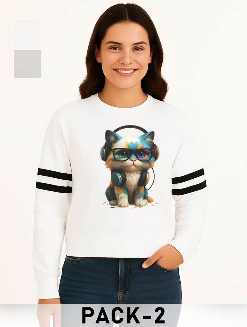 women pack of 2 printed long sleeve sweatshirt