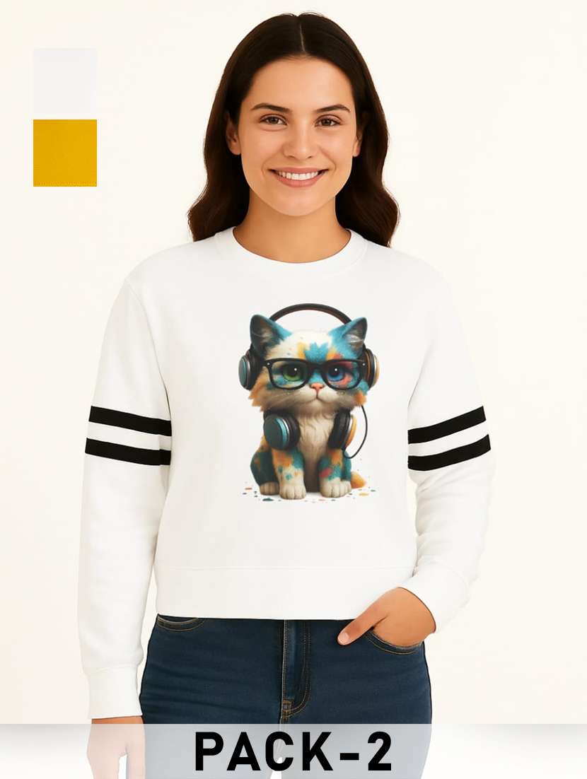 women pack of 2 printed long sleeve sweatshirt