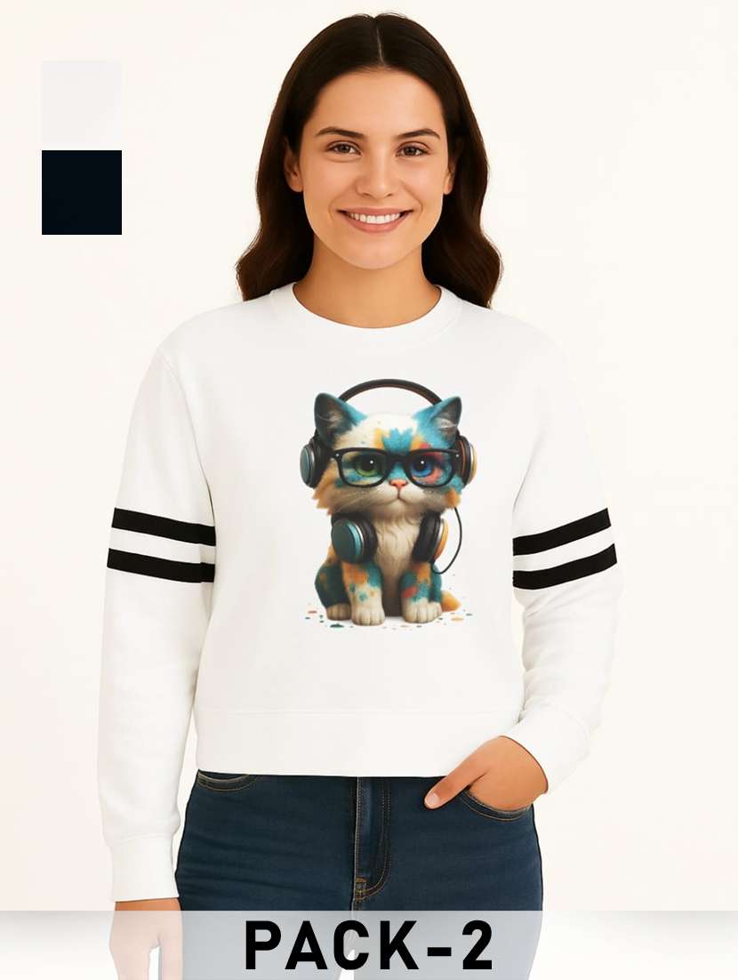 women pack of 2 printed long sleeve sweatshirt