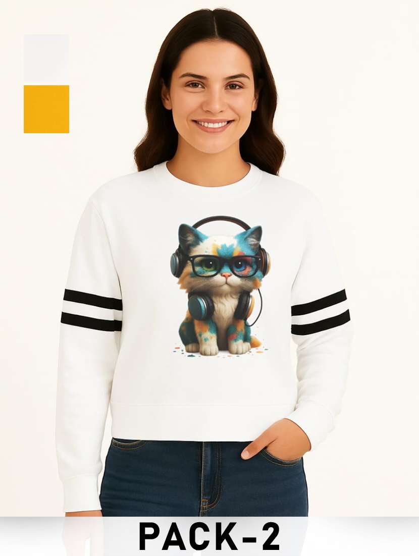 women pack of 2 printed long sleeve sweatshirt