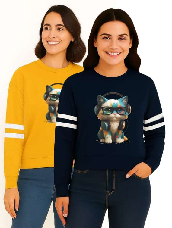 women pack of 2 printed long sleeve sweatshirt