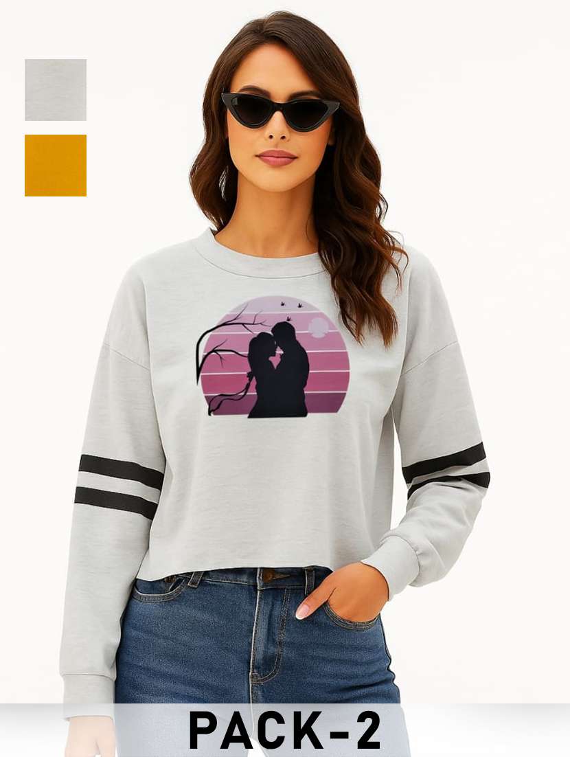 women pack of 2 printed long sleeve sweatshirt