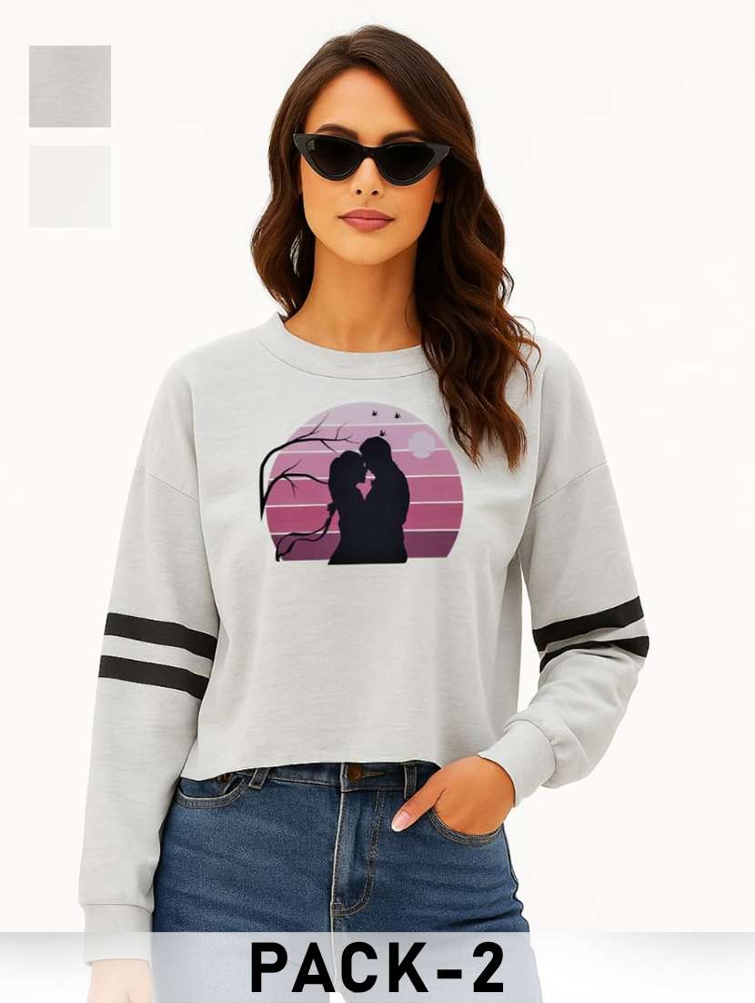 women pack of 2 printed long sleeve sweatshirt