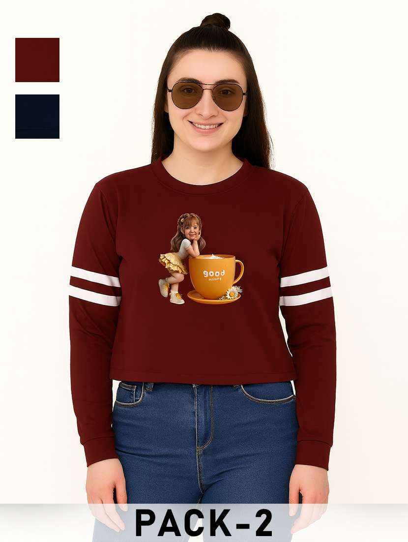 women pack of 2 printed long sleeve sweatshirt