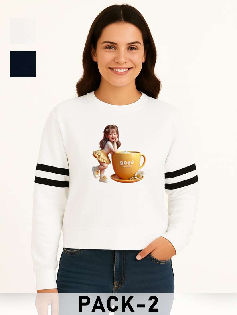 women pack of 2 printed long sleeve sweatshirt