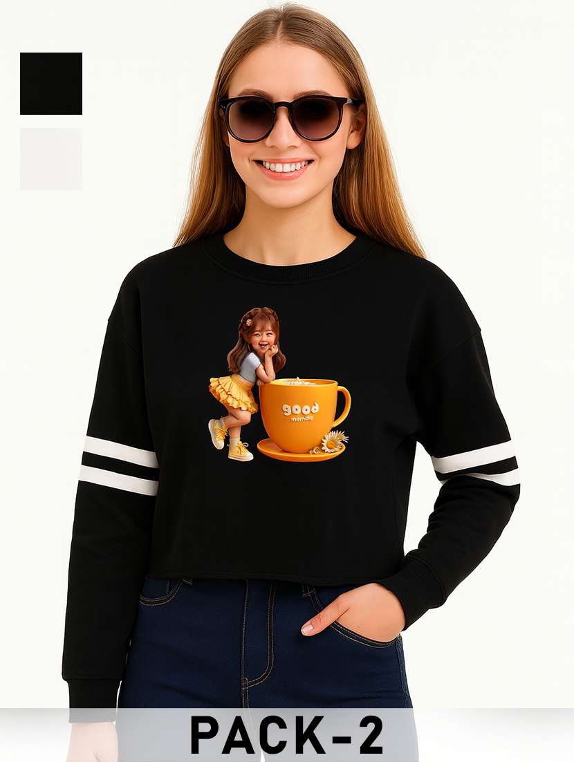 women pack of 2 printed long sleeve sweatshirt