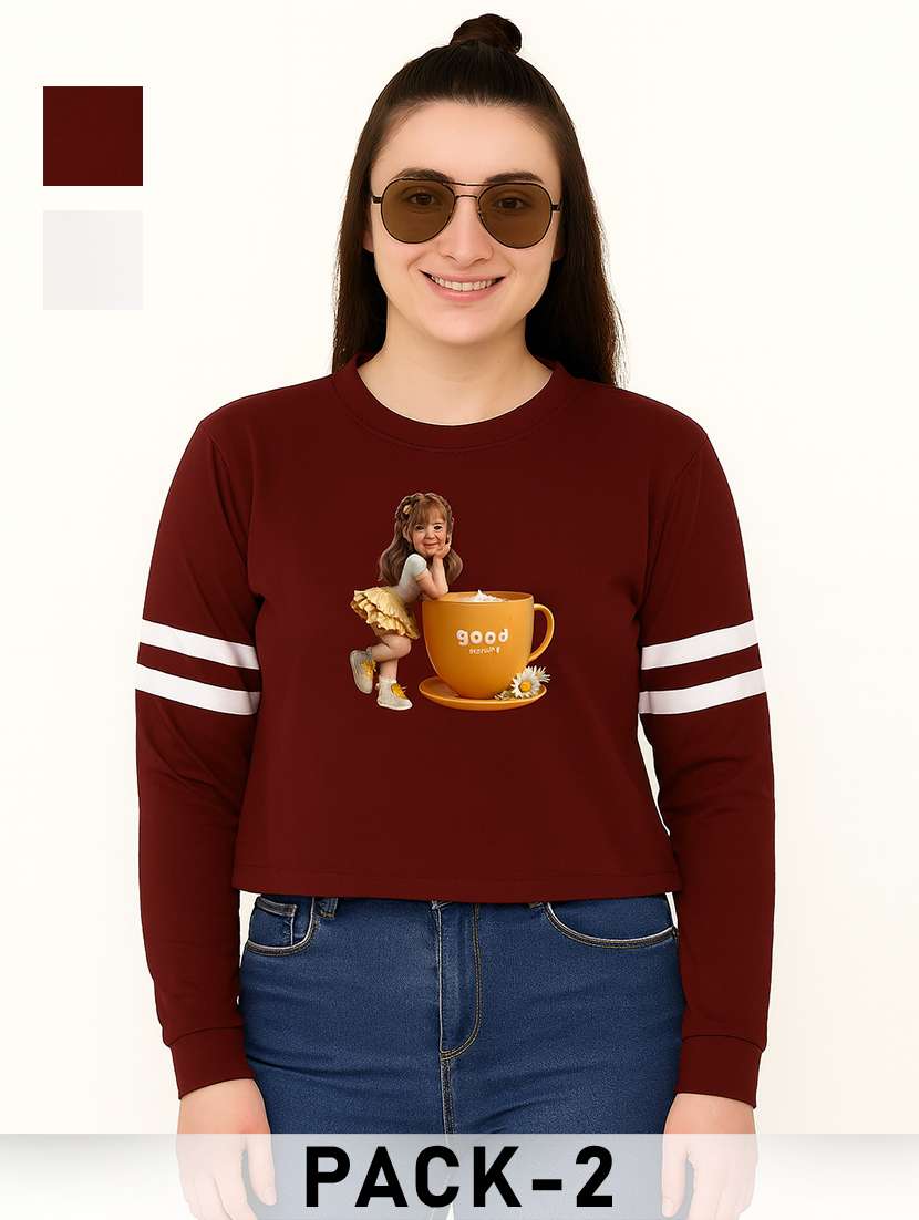 women pack of 2 printed long sleeve sweatshirt - 22239666 -  Zoom Image - 0