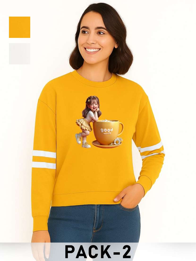 women pack of 2 printed long sleeve sweatshirt