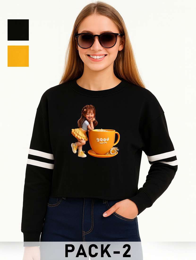 women pack of 2 printed long sleeve sweatshirt