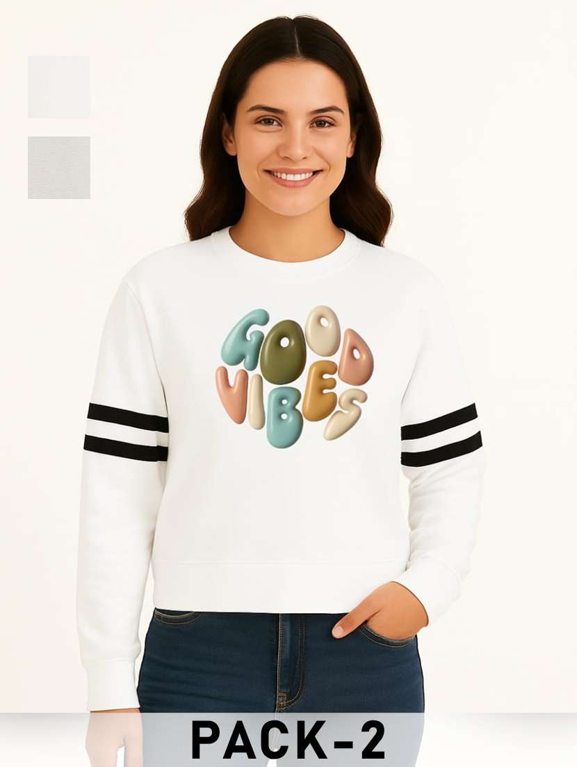 women pack of 2 printed long sleeve sweatshirt