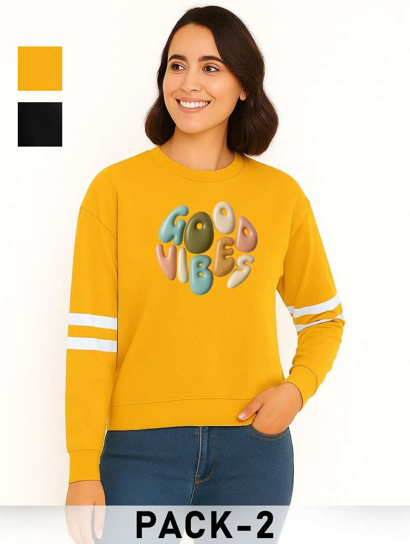 women pack of 2 printed long sleeve sweatshirt