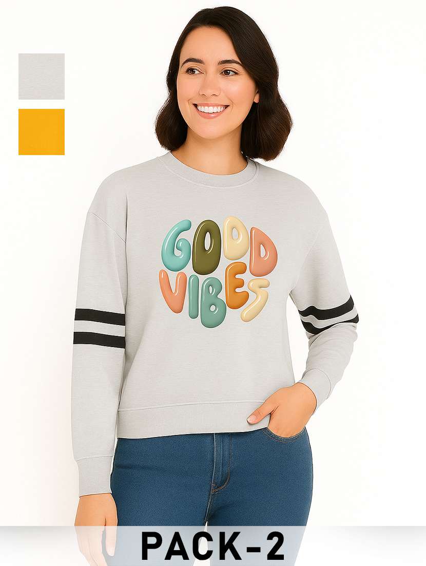 women pack of 2 printed long sleeve sweatshirt