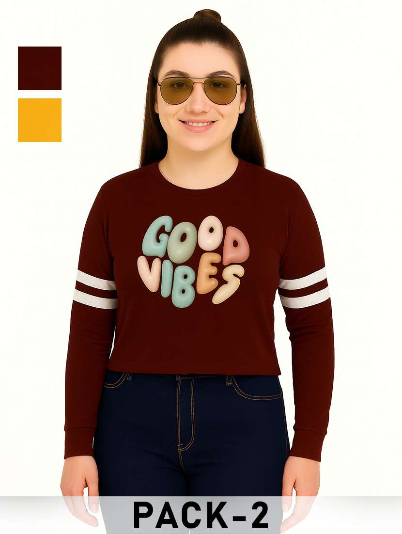 women pack of 2 printed long sleeve sweatshirt