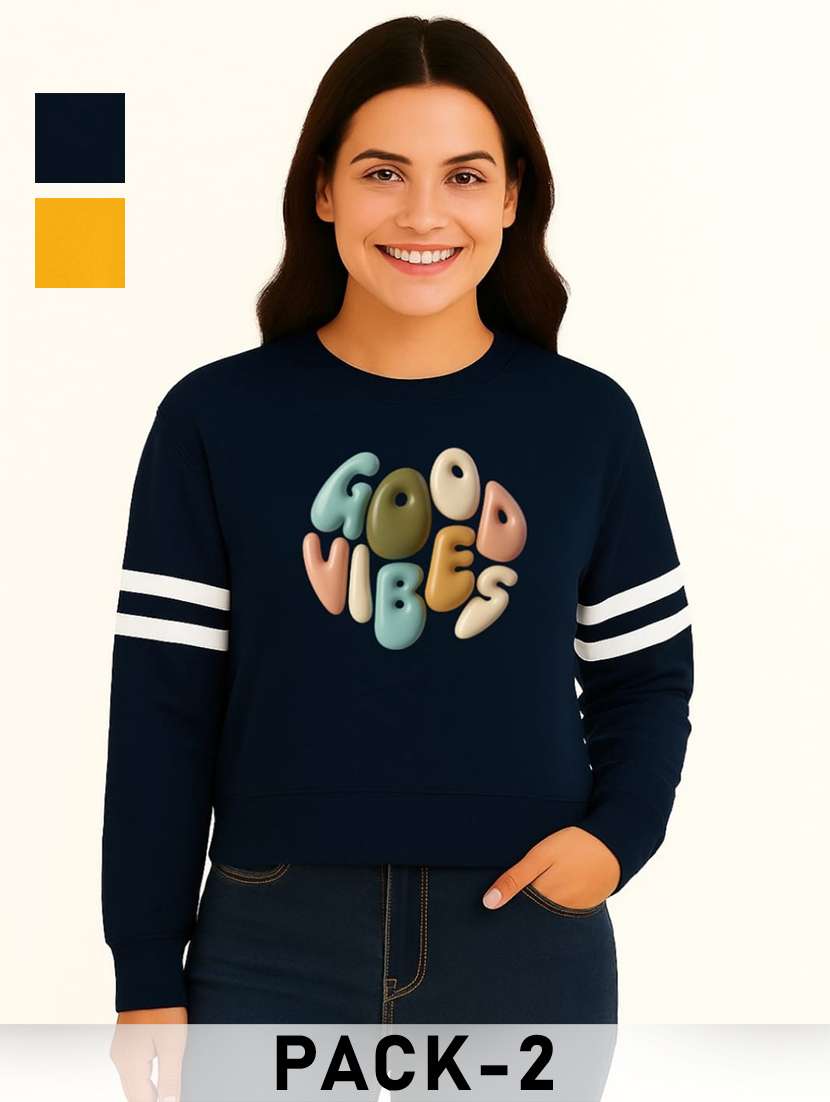 women pack of 2 printed long sleeve sweatshirt