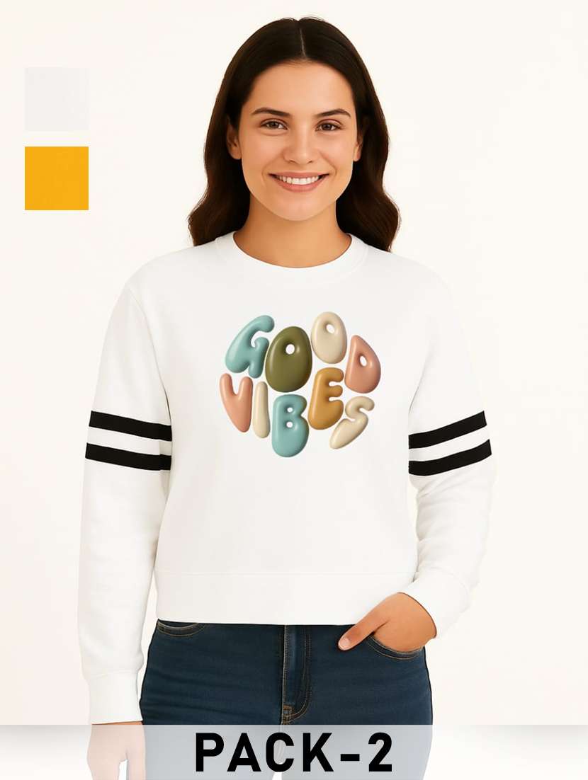women pack of 2 printed long sleeve sweatshirt