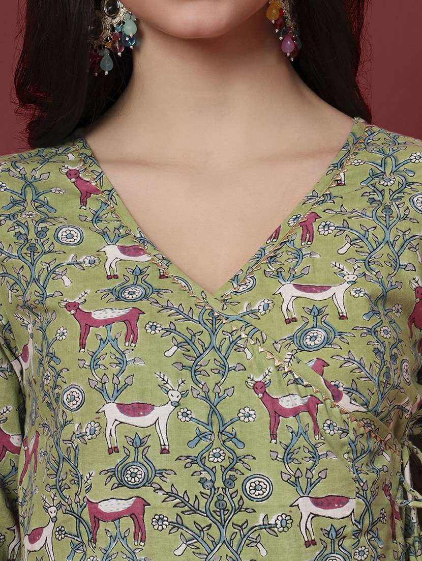 women printed three quarter sleeve kurta pant with dupatta set - 22239808 -  Standard Image - 3