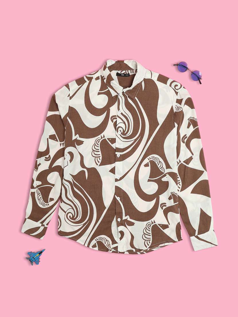 boys printed long sleeve casual shirt