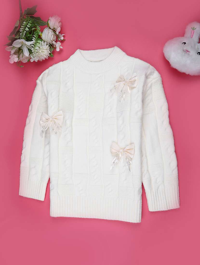girls self designed long sleeve sweater