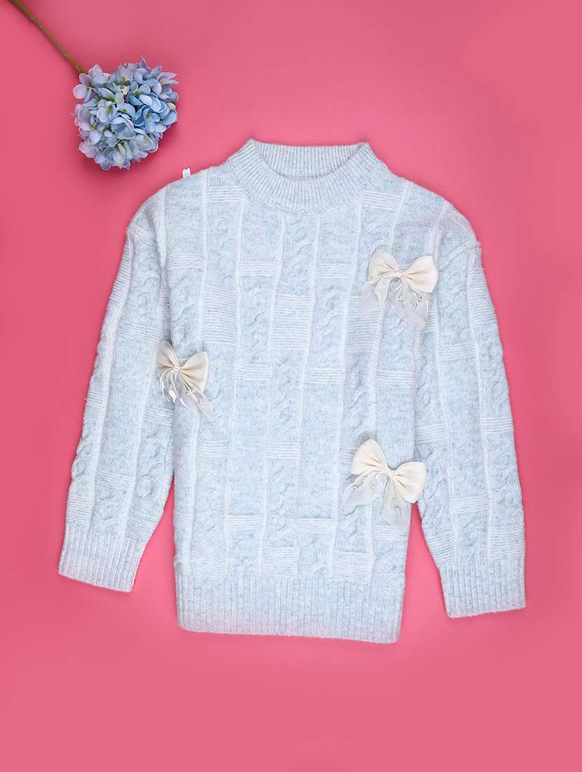 girls self designed long sleeve sweater