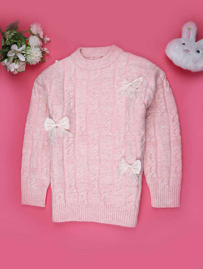 girls self designed long sleeve sweater