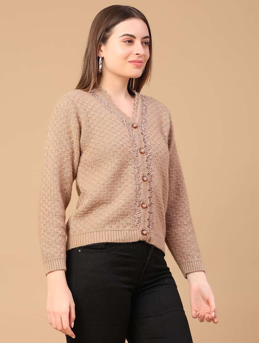 women self design long sleeve cardigan - 22240103 -  Standard Image - 3