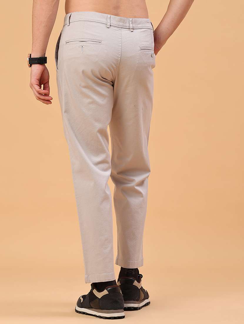 men solid mid rise chinos casual trouser - 22240154 -  Standard Image - 3