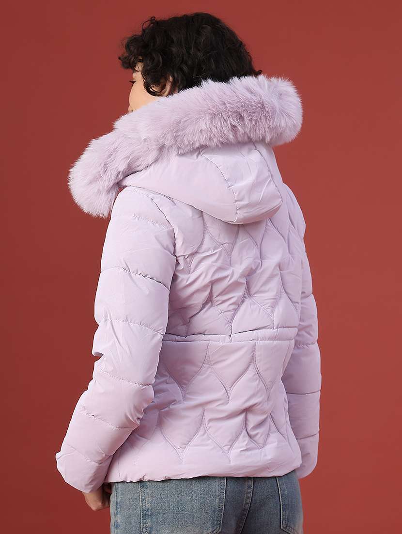 women solid long sleeve hooded puffer jacket - 22240184 -  Standard Image - 3