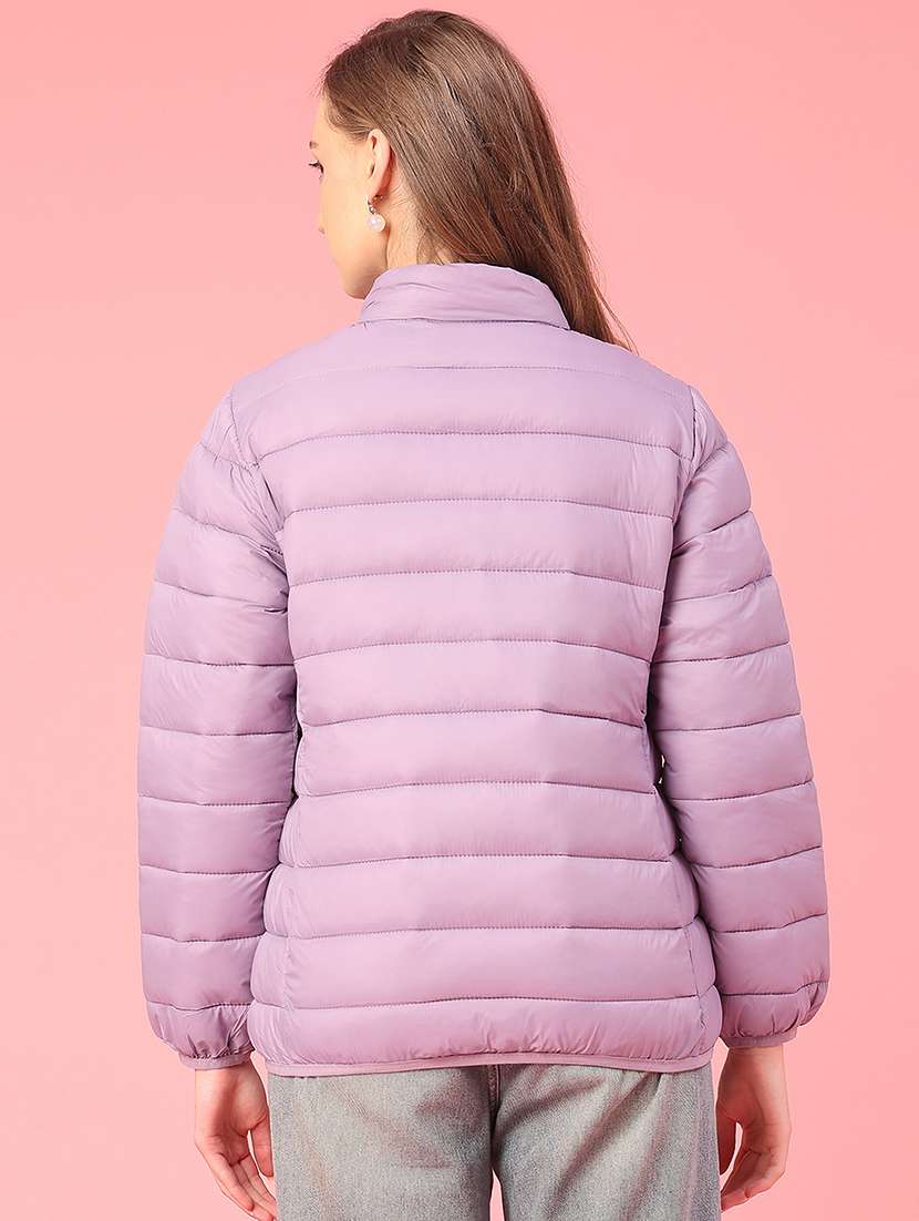 women solid long sleeve puffer jacket - 22240187 -  Standard Image - 3