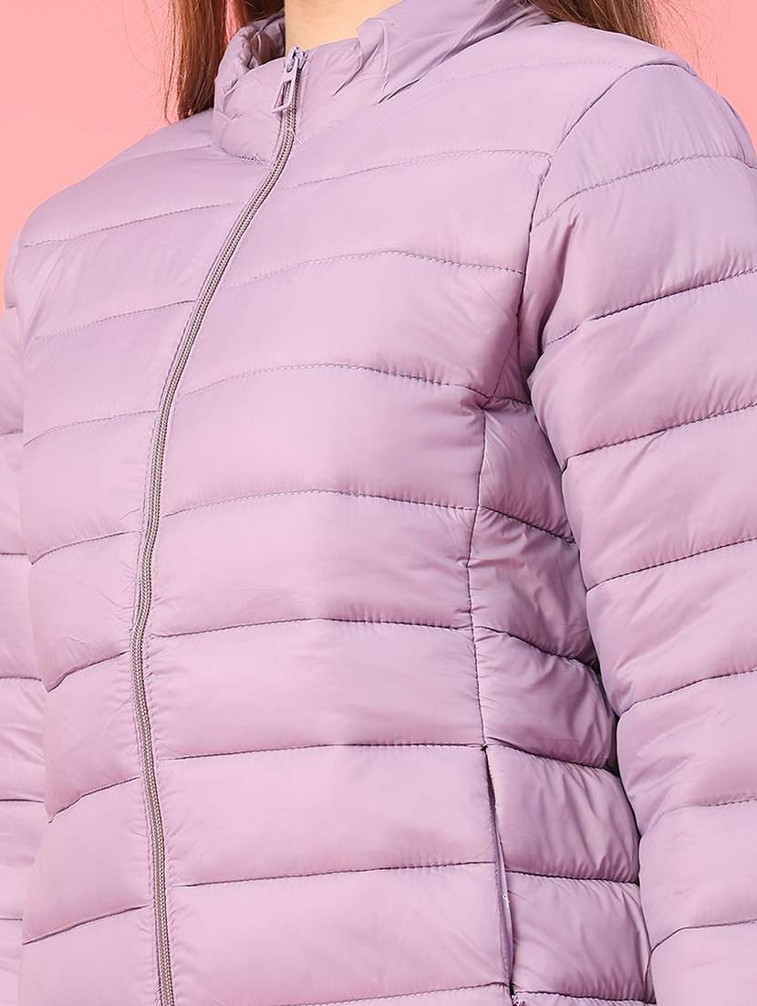 women solid long sleeve puffer jacket - 22240187 -  Standard Image - 5