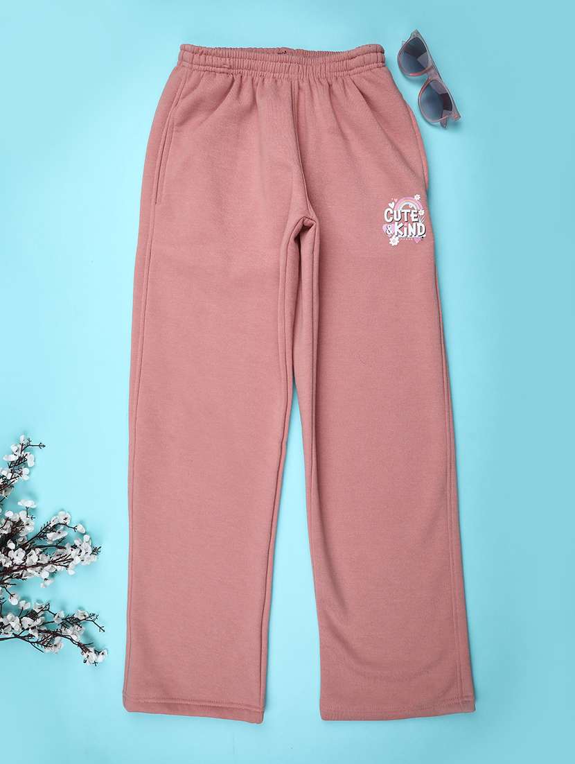 girls solid mid rise nightwear pyjama