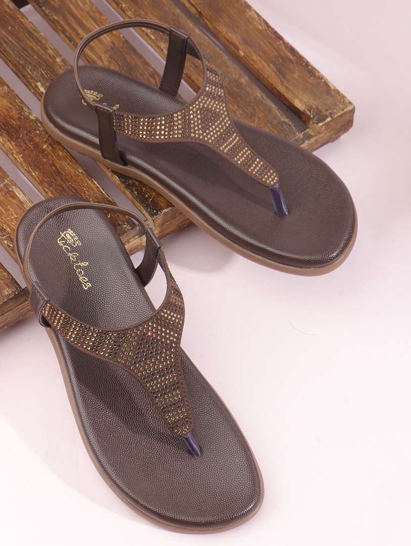 women t-strap embellished flat sandal - 22240499 -  Zoom Image - 0