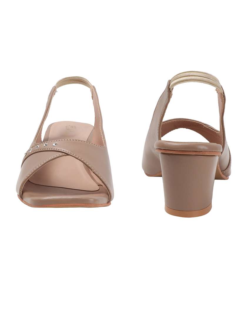 women solid back strap block heel sandal - 22240504 -  Standard Image - 3