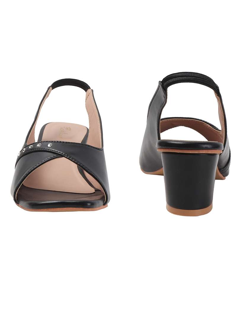 women solid back strap block heel sandal - 22240505 -  Standard Image - 3